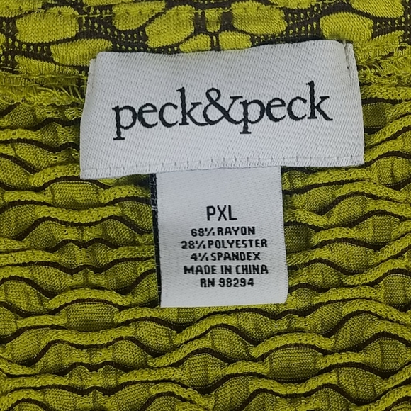 NWT, Peck and Peck Top, Chartreuse Boho Tunic or Dress Asymetrical Argyle, Sz L - Picture 11 of 11